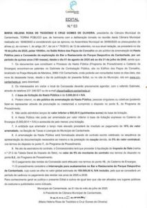 Edital n.º 53, de 01 de julho de 2025, relativo à Hasta Pública para: "Concessão da exploração do Bar e Restaurante do Parque Desportivo de Cantanhede"