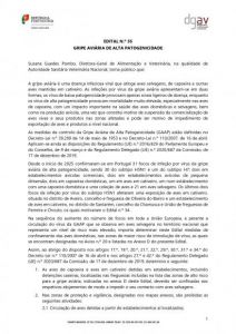 Edital N.&ordm; 35 - Gripe Avi&aacute;ria de Alta Patogenicidade