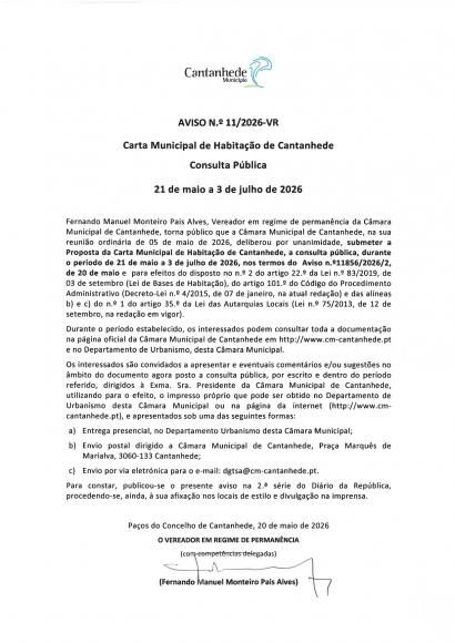 Aviso N.&ordm;11/2026-VR