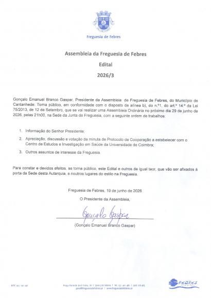 Assembleia de Freguesia - Edital 2026/3