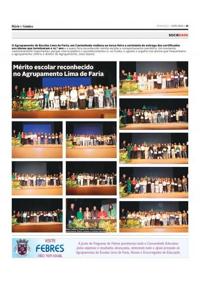 M&eacute;rito escolar reconhecido no Agrupamento Lima de Faria