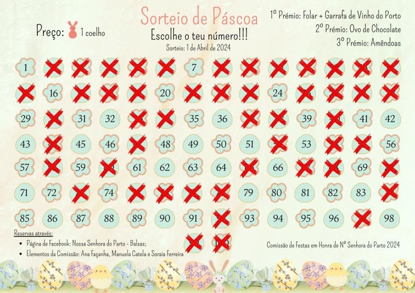 Sorteio da P&aacute;scoa - Comiss&atilde;o de Festas em Honra da Nossa Senhora do Parto - Balsas