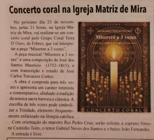 Concerto organizado pelo Coral Terra D'Ouro