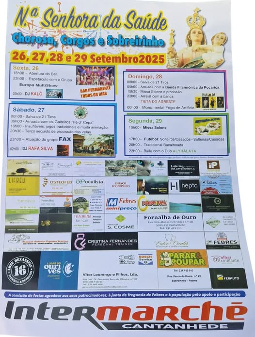 Festa em Honra de Nossa Senhora da Saúde, padroeira das localidades do Sobreirinho, dos Corgos e da Chorosa 