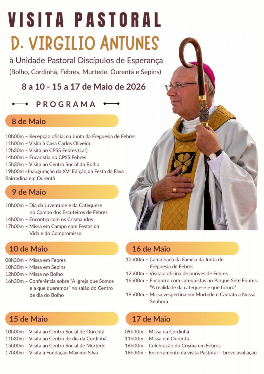 D. Virg&iacute;lio Antunes, Bispo da Diocese de Coimbra, visita Febres.
